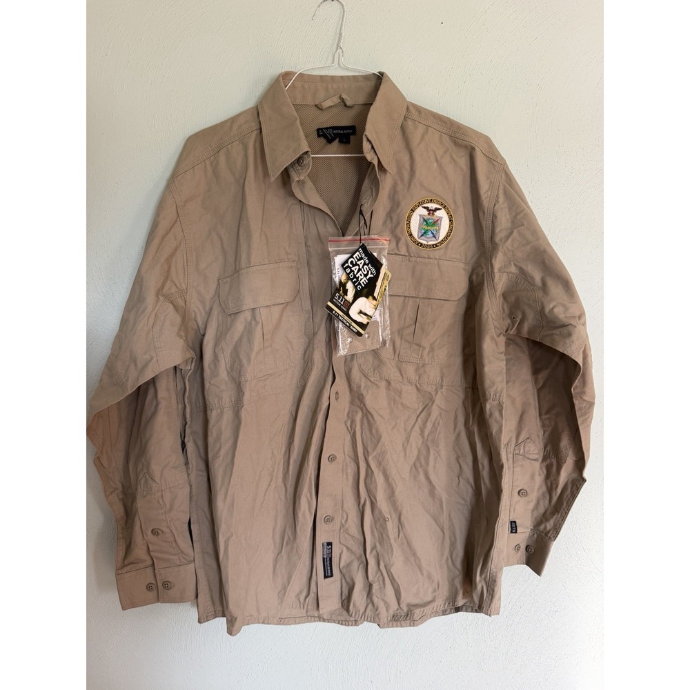 5.11 Tactical men's long-sleeve button-up shirt CEXC patch military Sz L